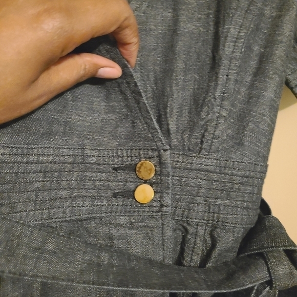 Sean by Sean Combs | Dark Blue Denim V-Neck Midi Length Wrap Dress (Size XS) - Picture 10 of 15